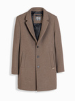 Elegant single-breasted men's wool coat - brown V1 OM-COWC-0114