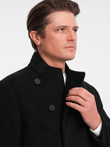 Men's coat with asymmetrical fastening - black V2 OM-COWC-0102