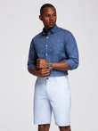Klasikiniai vyriški medvilniniai SLIM FIT marškiniai su palmėmis - tamsiai mėlyni V5 OM-SHCS-0156