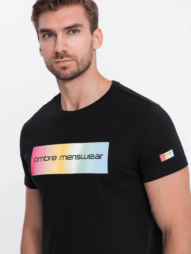 Tricou bărbătesc din bumbac imprimat - negru V1 S1750