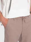 Pantaloni scurți din amestec de in pentru bărbați - maro deschis V3 OM-SRCS-0131