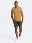 BASIC men's classic cotton T-shirt with a serape neckline - mustard V8 OM-TSBS-0145