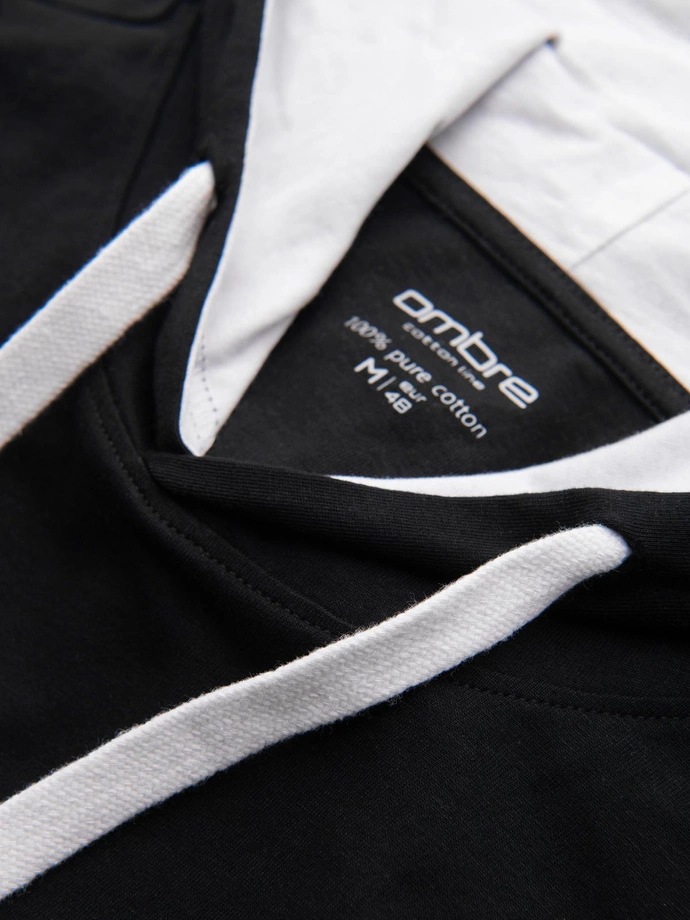 Pánské bavlněné tričko s kapucí - černé V9 OM-TSCT-0256