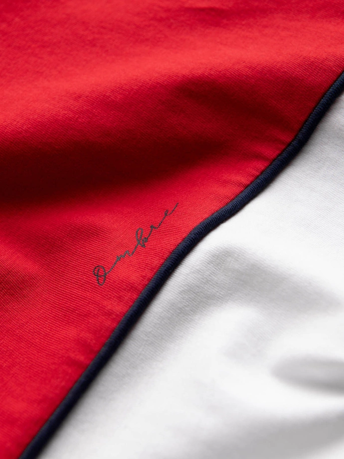 Men's two-tone cotton T-shirt - red and white V6 S1619
