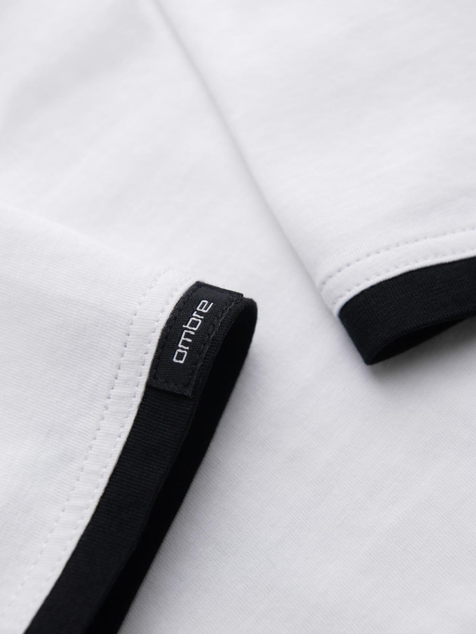 Pánské bavlněné tričko s kapucí - bílé V1 OM-TSCT-0256