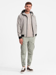 Men's lightweight jacket with mesh lining and hood - grey V6 OM-JANP-0149