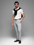 Pantaloni bărbătești tricotați cu talie elastică - gri deschis V1 OM-PACP-0116