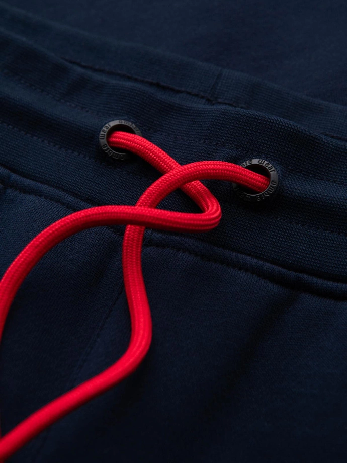 Men's sports jogger pants with stripes - navy blue V3 OM-PASK-0284