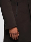 Structured fitted coat for men with high collar - dark brown V5 OM-COWC-0136