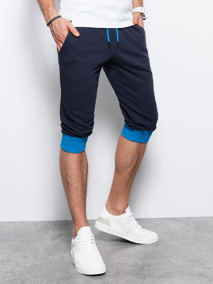 Pantaloni de trening scurti barbati - bleumarin/albastru V2 P29