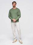 Men's BASIC sweatshirt with round neckline - green V3 OM-SSBN-0175