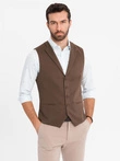 Costum bărbătesc fără revere - caramel V1 OM-BLZV-0112