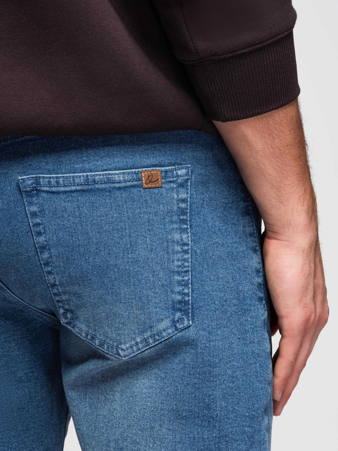 Vyriški džinsiniai šortai su užlenkta koja - mėlyni V2 OM-SRDS-0164