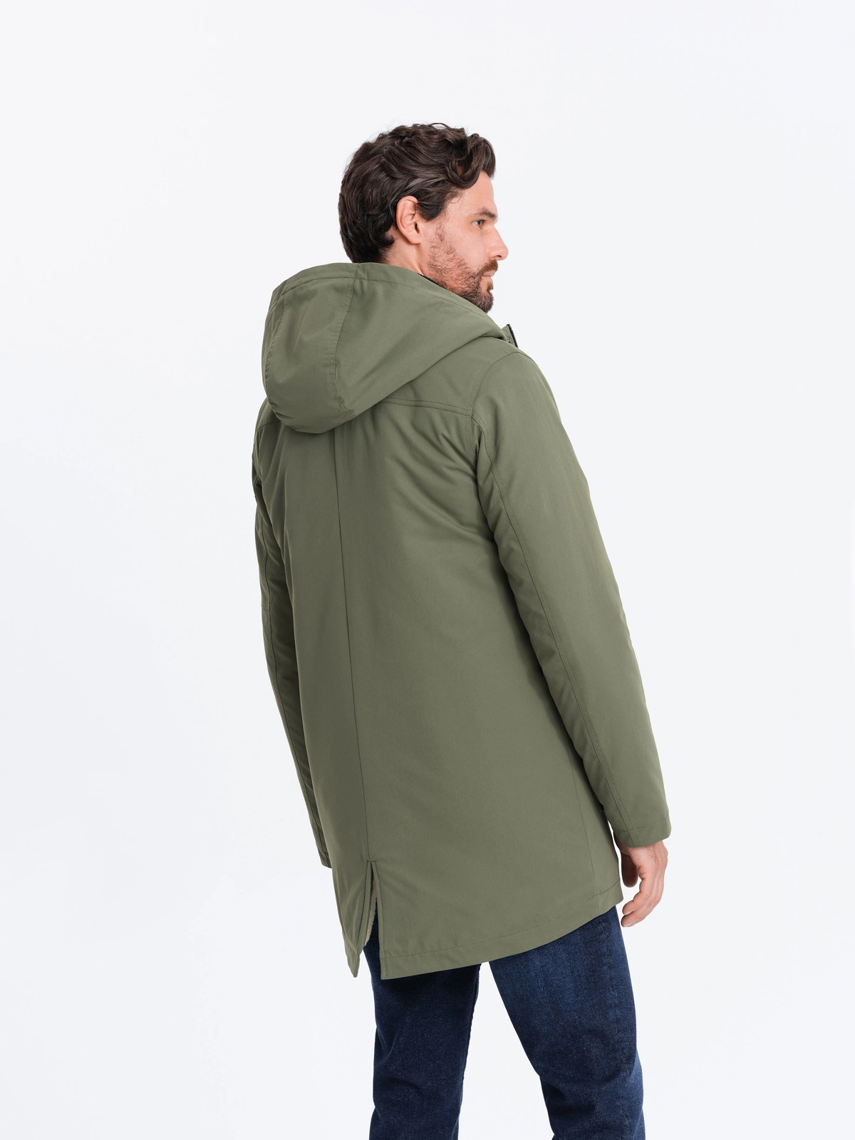 Men s sherpa insulated parka jacket olive V5 OM JALJ 0131 Ombre Men s clothing online