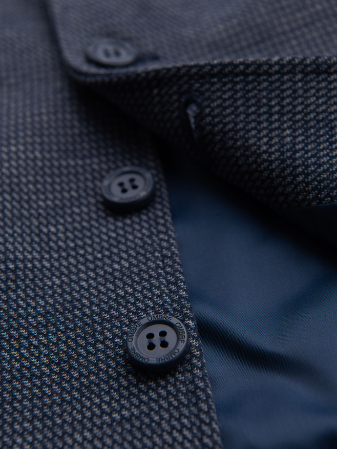 Elegantiška "Tailored" vyriška trikotažinė liemenė - tamsiai mėlyna V1 OM-BLZV-0147