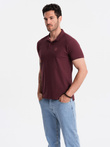 Men's BASIC single-color pique knit polo shirt - maroon V10 OM-POBS-0100