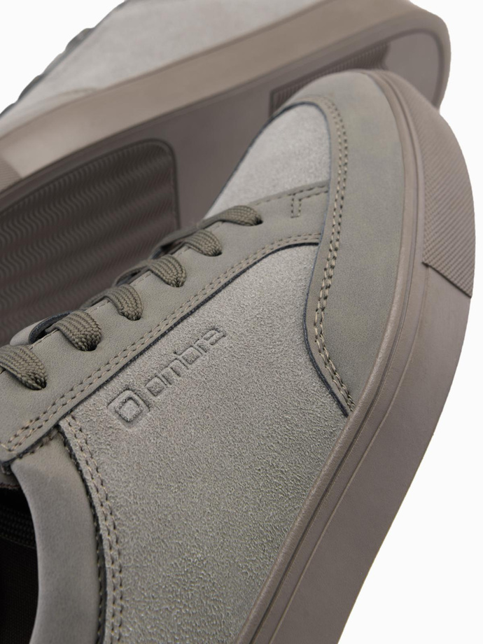 Pantofi de stradă monocrom pentru bărbați - olive V4 OM-FOTL-0183