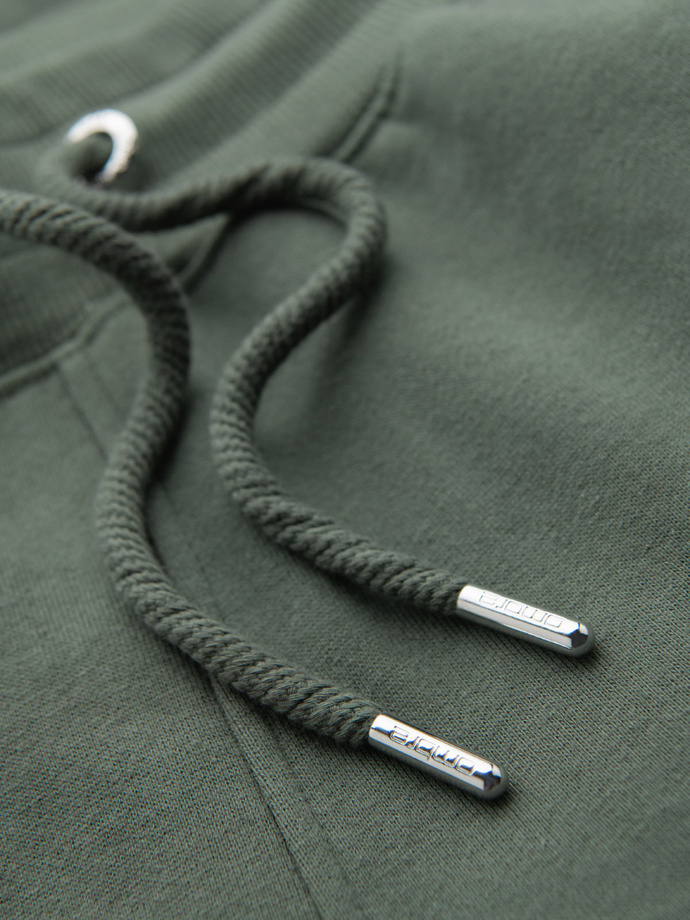 Men's sweatpants with piping and leg ribbing - olive V2 OM-PASK-0258