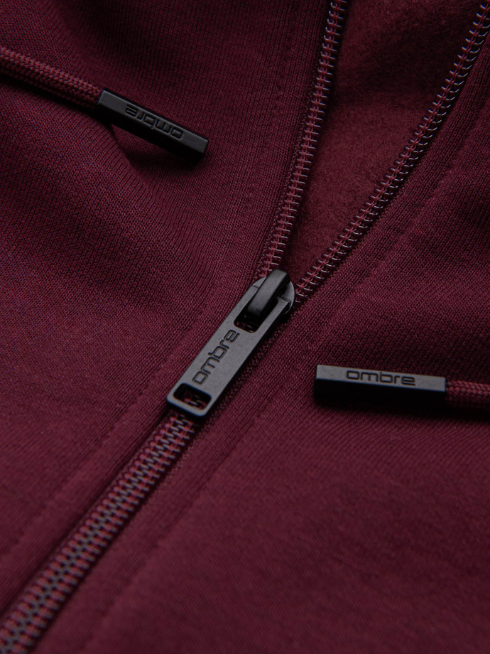 Vyriški medvilniniai BASIC džemperiai be sagų - bordo spalvos V3 OM-SSBZ-0160
