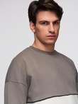 Pánska mikina OVERSIZE s kontrastnou farebnou kombináciou - khaki V7 OM-SSNZ-0130