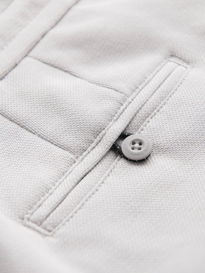 Pánske krátke šortky SLIM FIT z melanžového štruktúrovaného úpletu - svetlosivé V5 OM-SRCS-0166