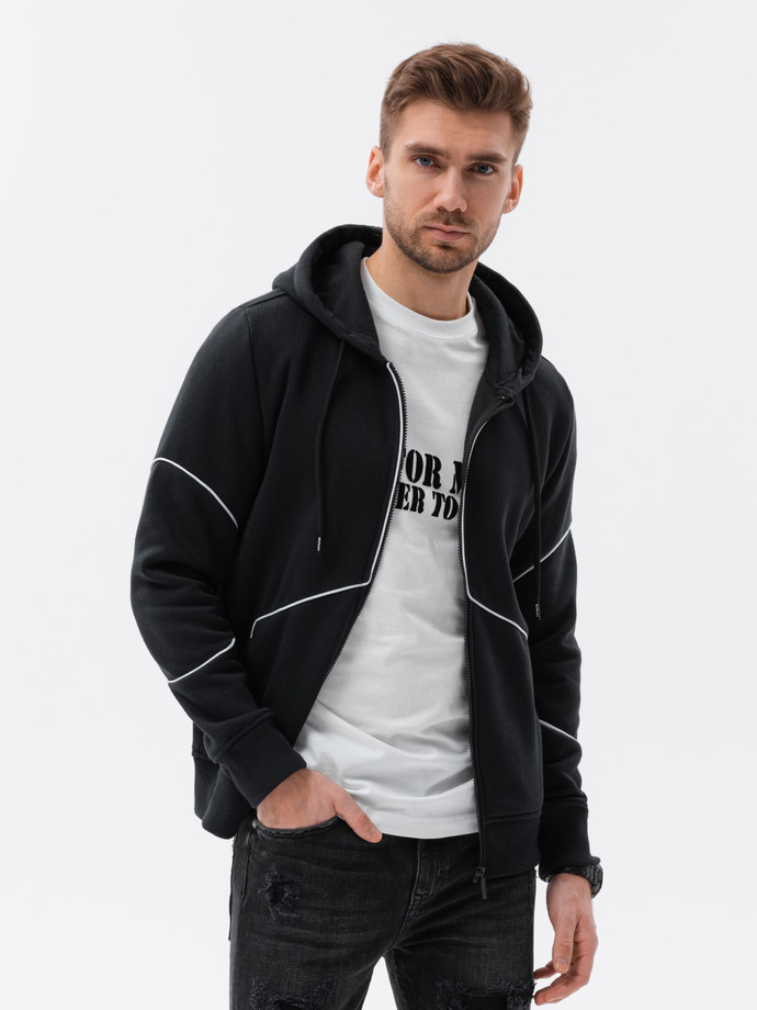 Pánska mikina na zips s kapucňou - čierna V1 B1421