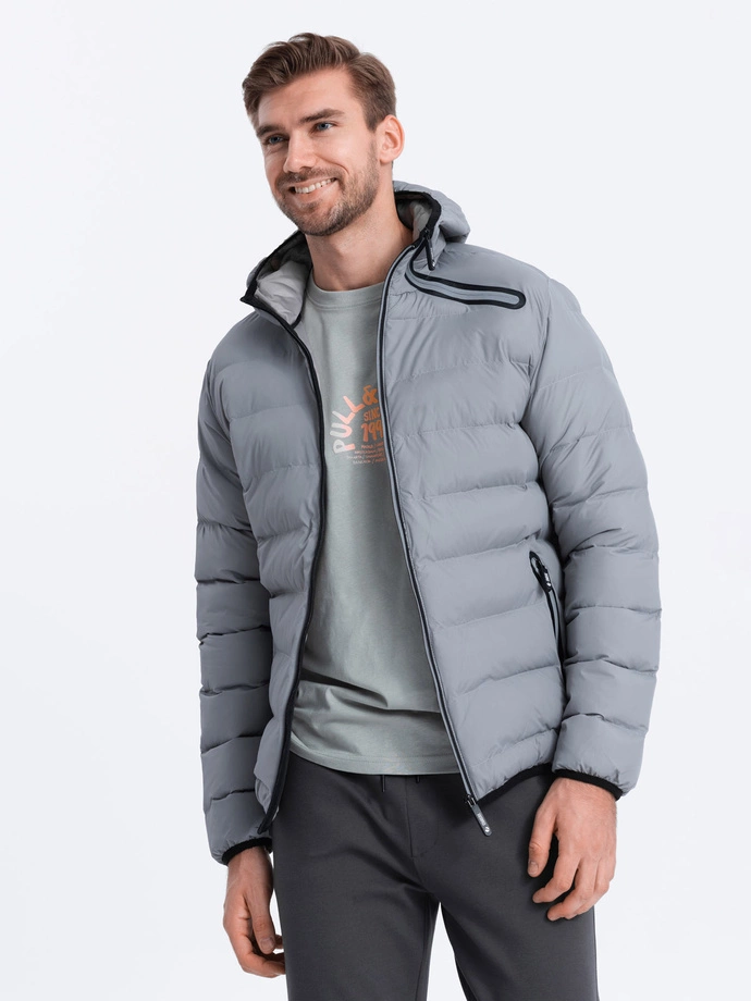 Men's mid-season quilted jacket - grey C451