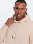 Pánská bavlněná klokaní mikina BASIC s kapucí - béžová V6 OM-SSBN-0161