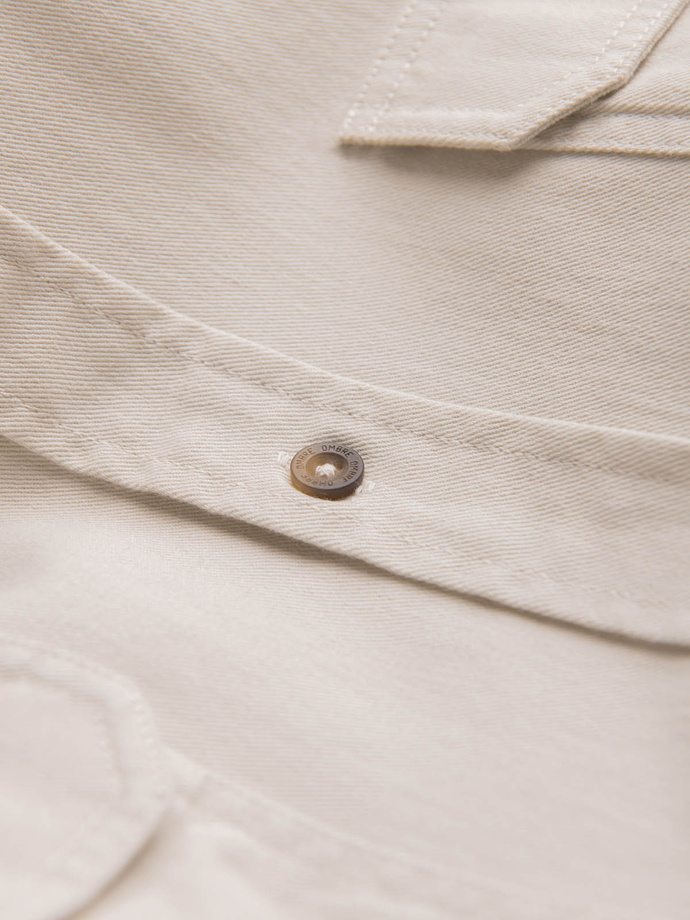 Pánská bavlněná košile REGULAR FIT s kapsami na knoflíky - krémová V1 OM-SHCS-0146