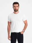 Men's BASIC classic cotton T-shirt - white V4 OM-TSBS-0146