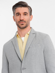 Men's elegant blazer with decorative buttons on cuffs - grey V2 OM-BLZB-0114