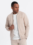 Men's jacquard knit jacket + shorts set - light beige V2 Z73