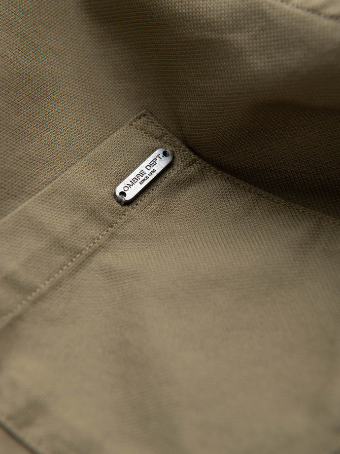 Men's cotton shirt with pocket REGULAR FIT - olive V2 OM-SHCS-0147