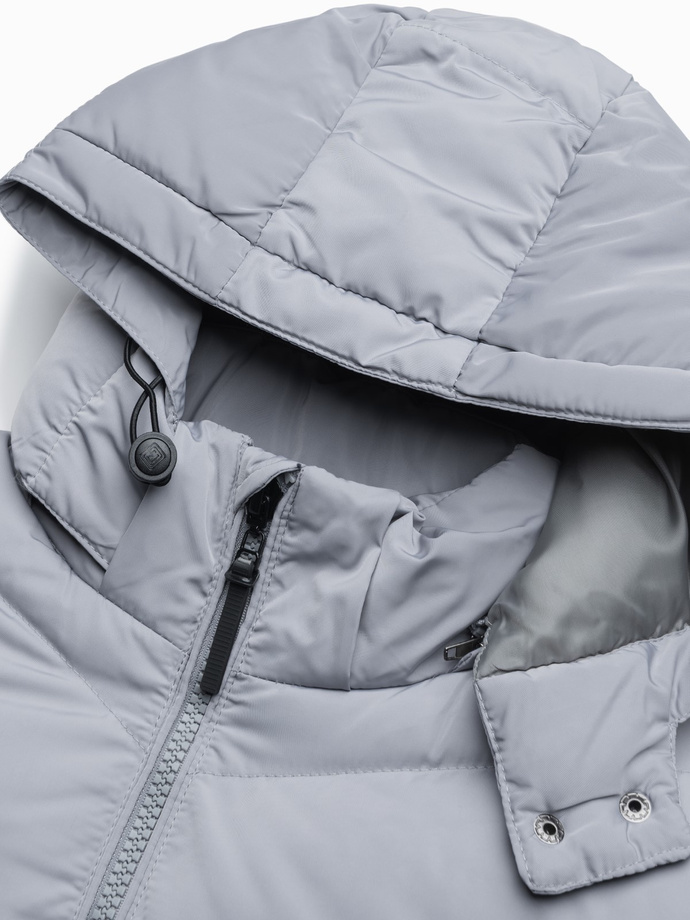 Men's winter jacket with unusual quilting - gray V6 OM-JAHP-0127