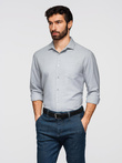 Men's REGULAR FIT shirt with pocket - gray V1 OM-SHCS-0148