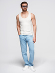 Men's cotton basic t-shirt with straps - white V1 OM-TSBT-0239
