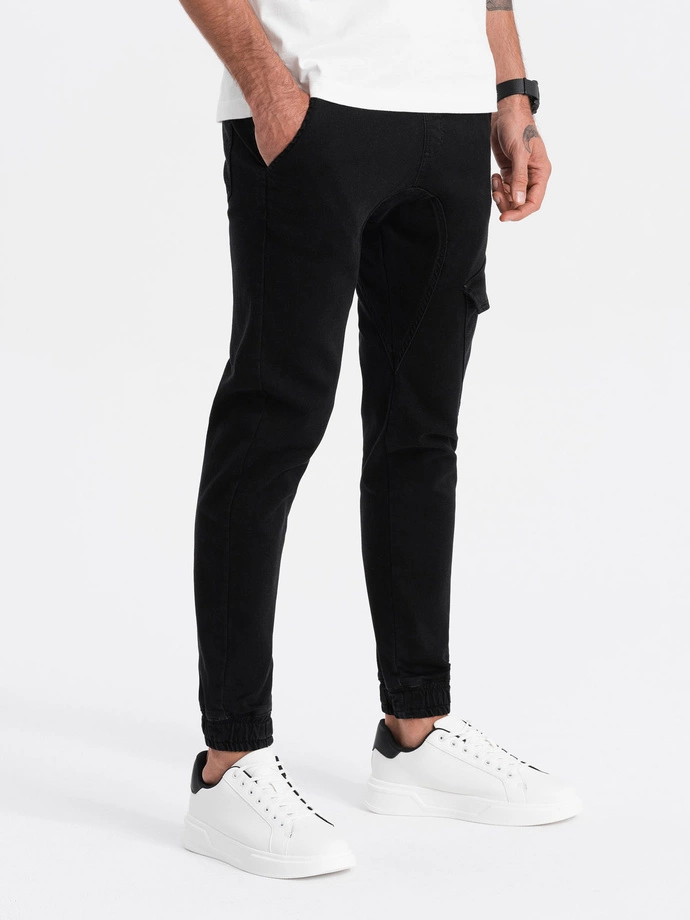 Men's JOGGERS pants with cargo pocket - black V2 OM-PADJ-0112