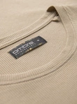 Men's waffle-textured T-shirt with round neckline - sand V2 OM-TSCT-0197