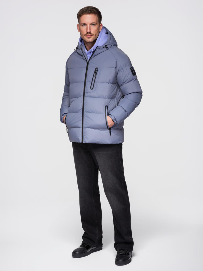 Jachetă matlasată izolată pentru bărbați cu mâneci raglan - violet decolorat V6 OM-JAHP-0302