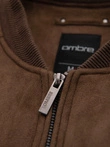 Men's imitation suede bomber jacket - brown V1 OM-JAFL-0232