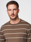 Men's casual sweater with horizontal stripes - brown V3 OM-SWSW-0143