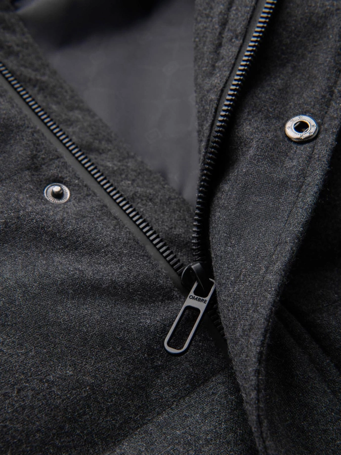 Jachetă ușoară pentru bărbați cu căptușeală din plasă și glugă - negru V4 OM-JANP-0149