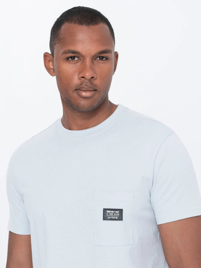 Tricou bărbătesc din bumbac cu buzunar - albastru V9 S1743