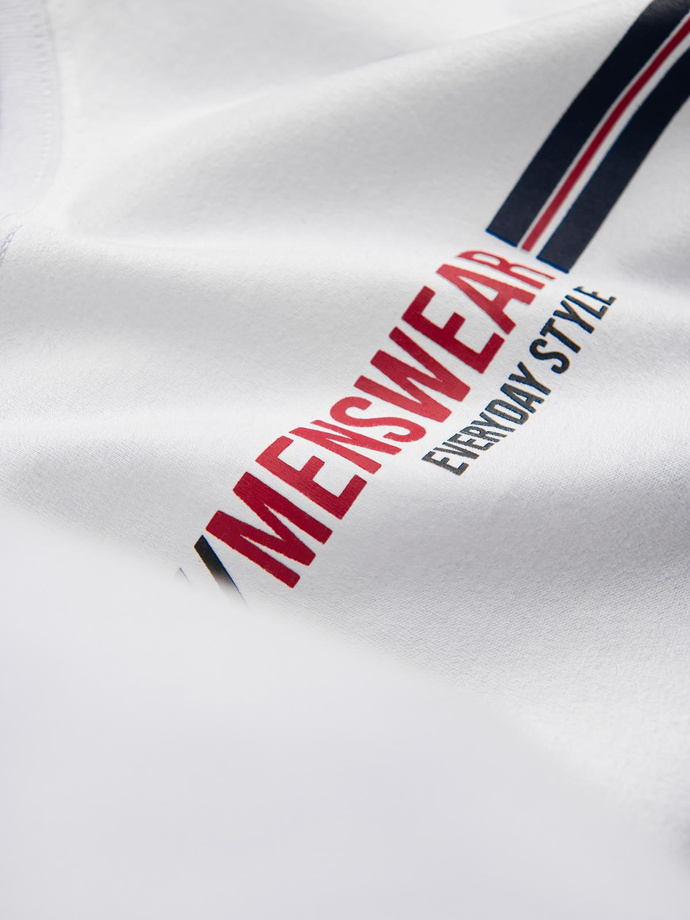 Vyriška marškinėlių su spauda ilgomis rankovėmis - balta 2 OM-LSPT-0119
