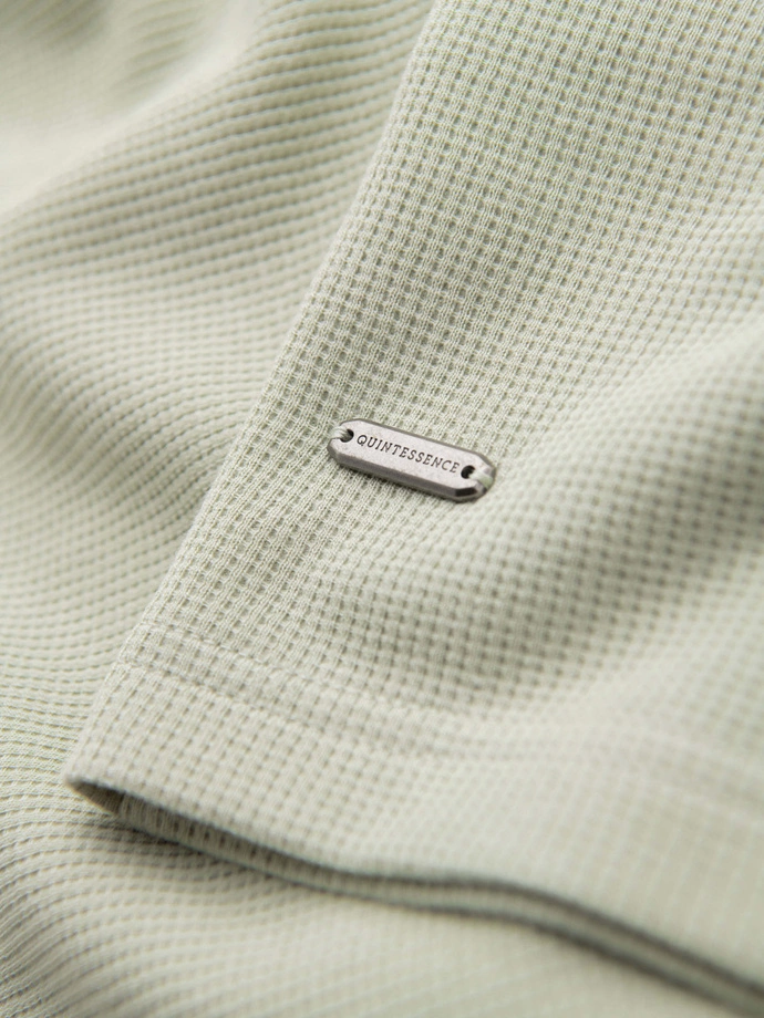 Men's waffle-textured T-shirt with round neckline - pistachio V4 OM-TSCT-0197