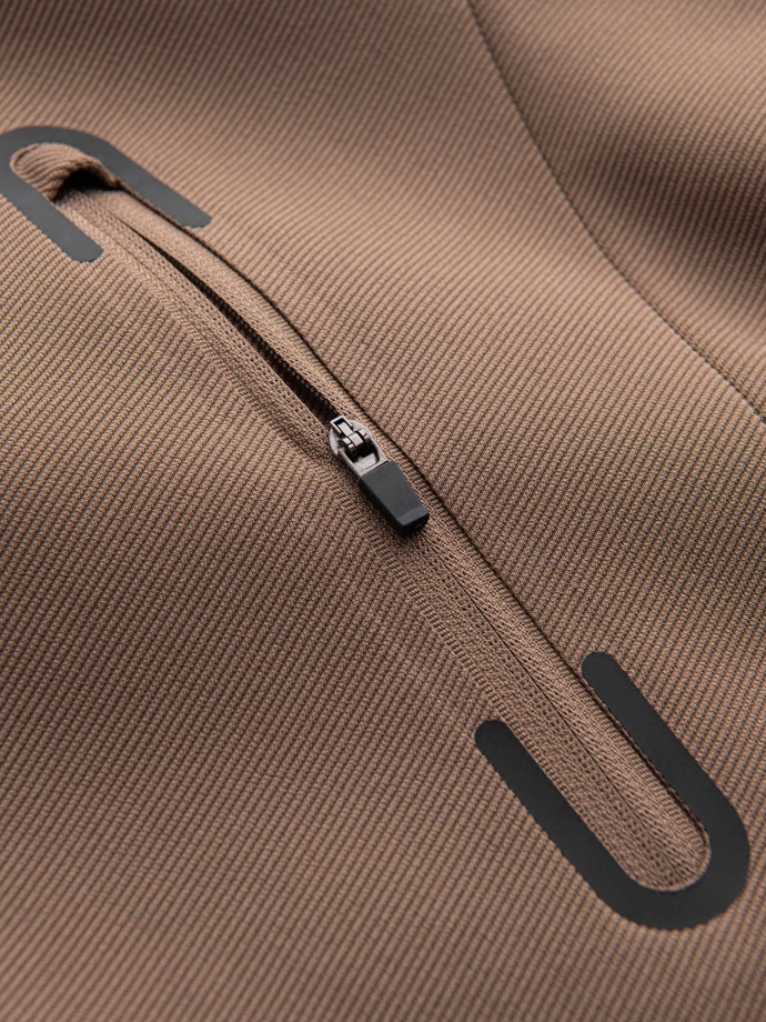 Men's hooded coat in fine stripe - coffee V1 OM-COSC-0112