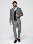 Men's knitted jacket with a fitted cut - graphite V1 OM-BLZB-0100