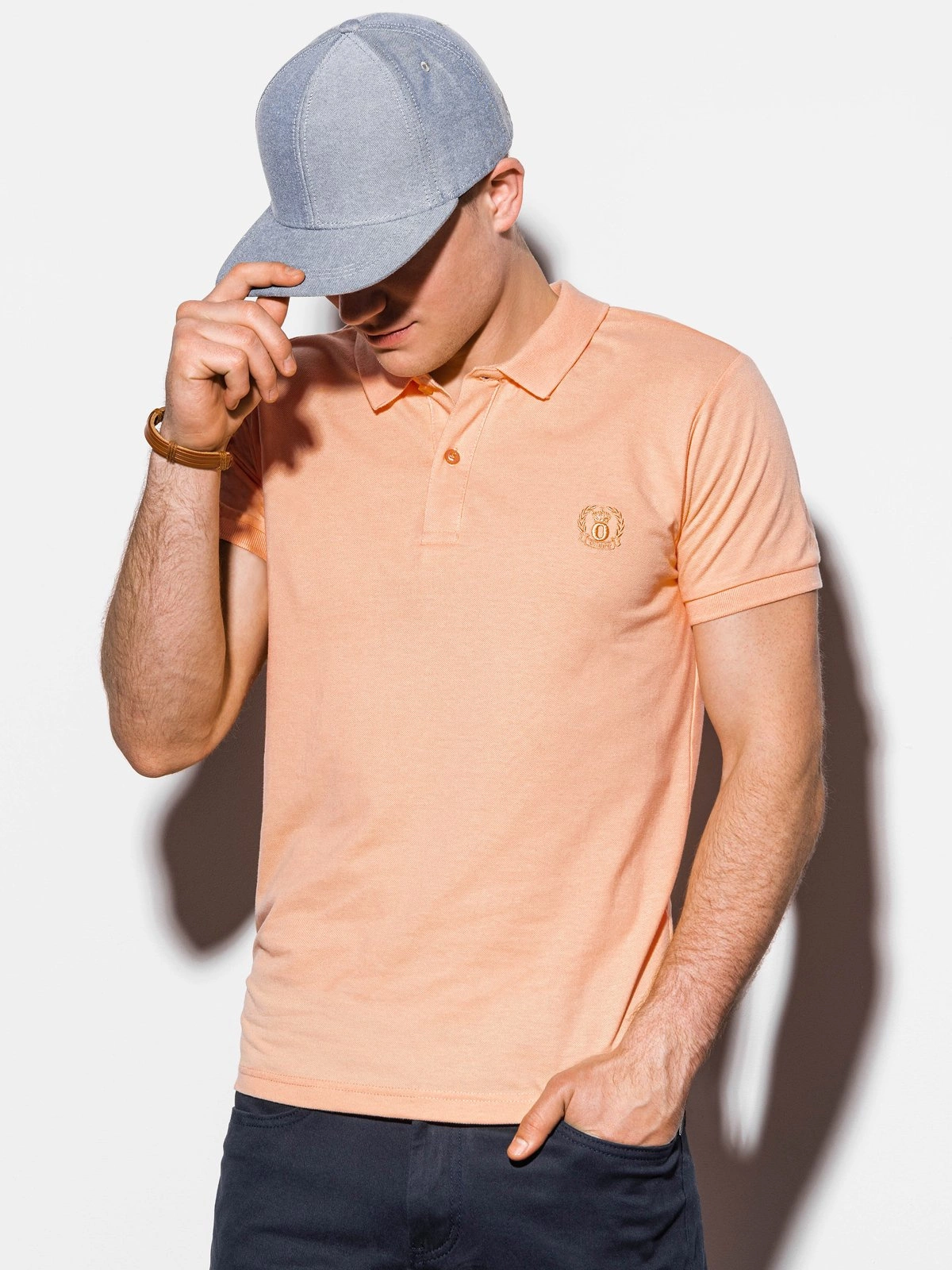 Men s plain polo shirt S1048 peach