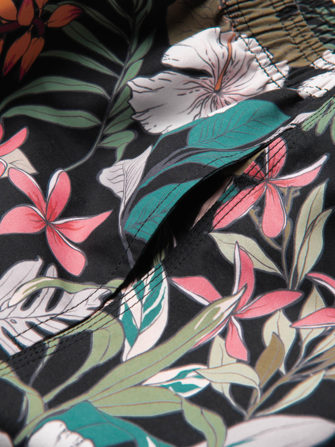 Pánské květované plavecké šortky - černé V3 OM-SRBS-0140