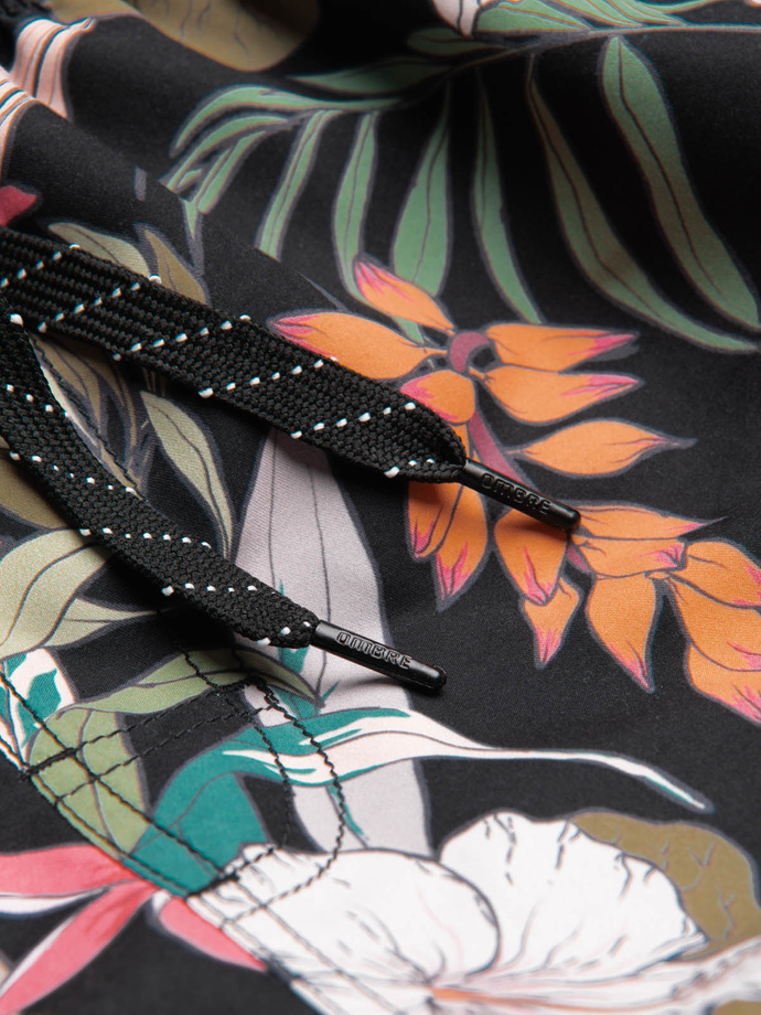 Vyriški gėlėti maudymosi šortai - juodi V3 OM-SRBS-0140